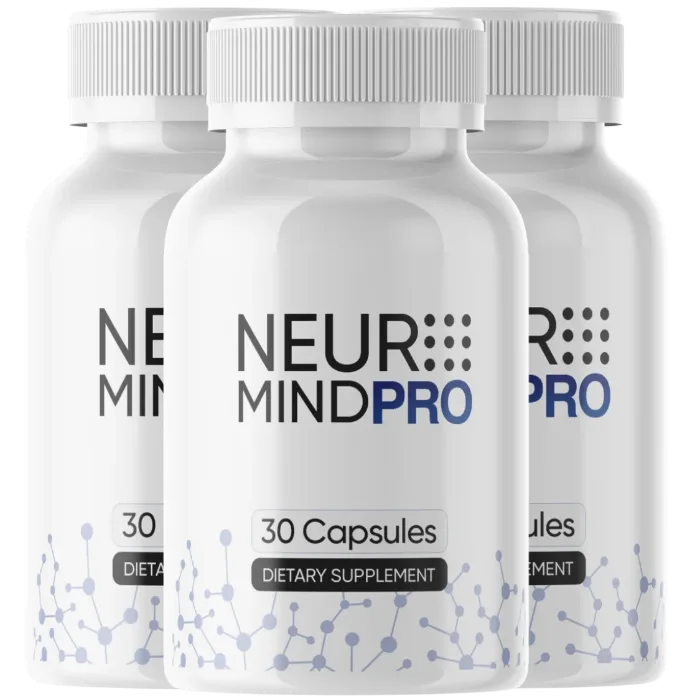 Three bottles of NeuroMind Pro brain support capsules